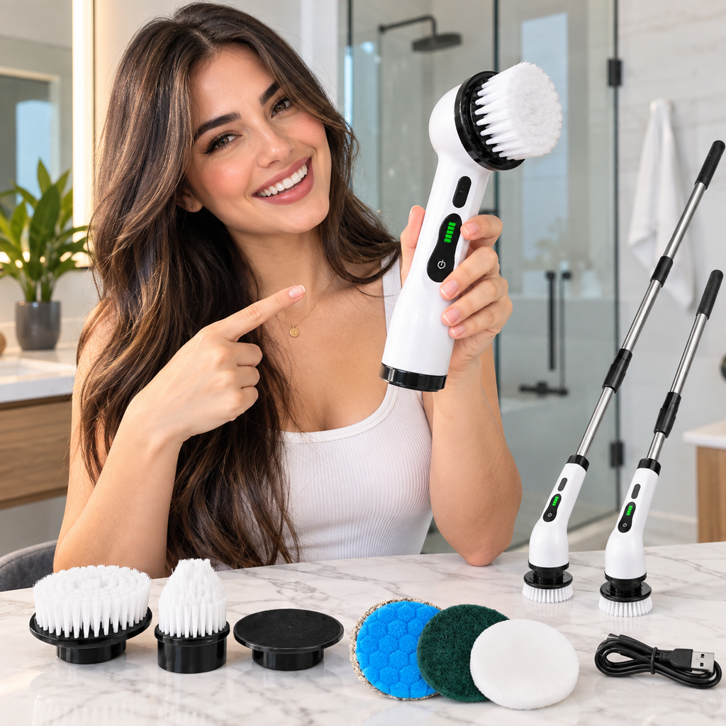 Cepillo Electrico Multifuncional 9 en 1. Limpieza profunda sin esfuerzo