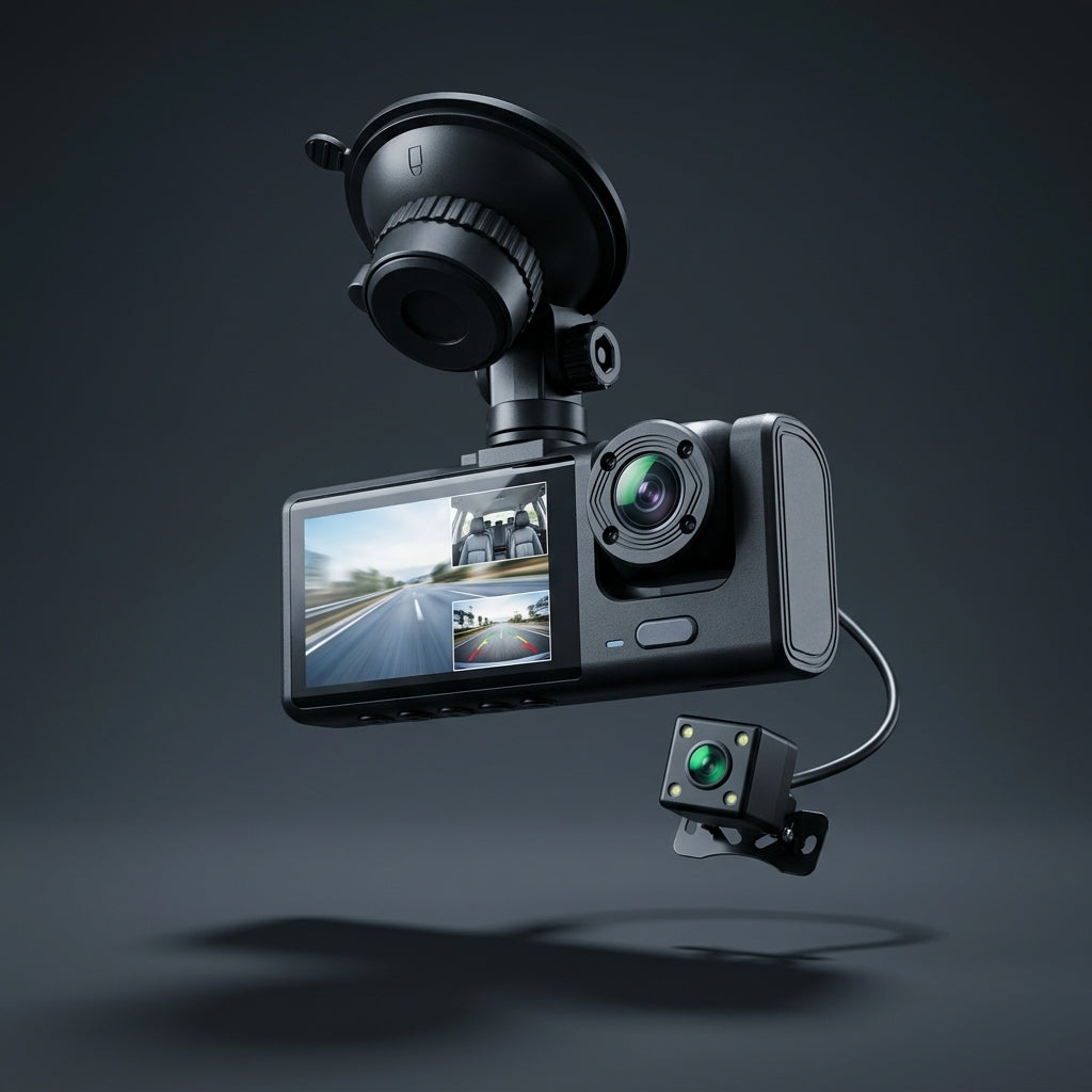 Camara Para Carro 3 En 1 Black Box: Cobertura total con tres cámaras integradas.